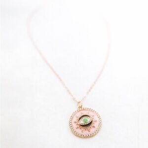 New Pink ‘All seeing eye’ Soltice Charm Boho Gypsy Necklace